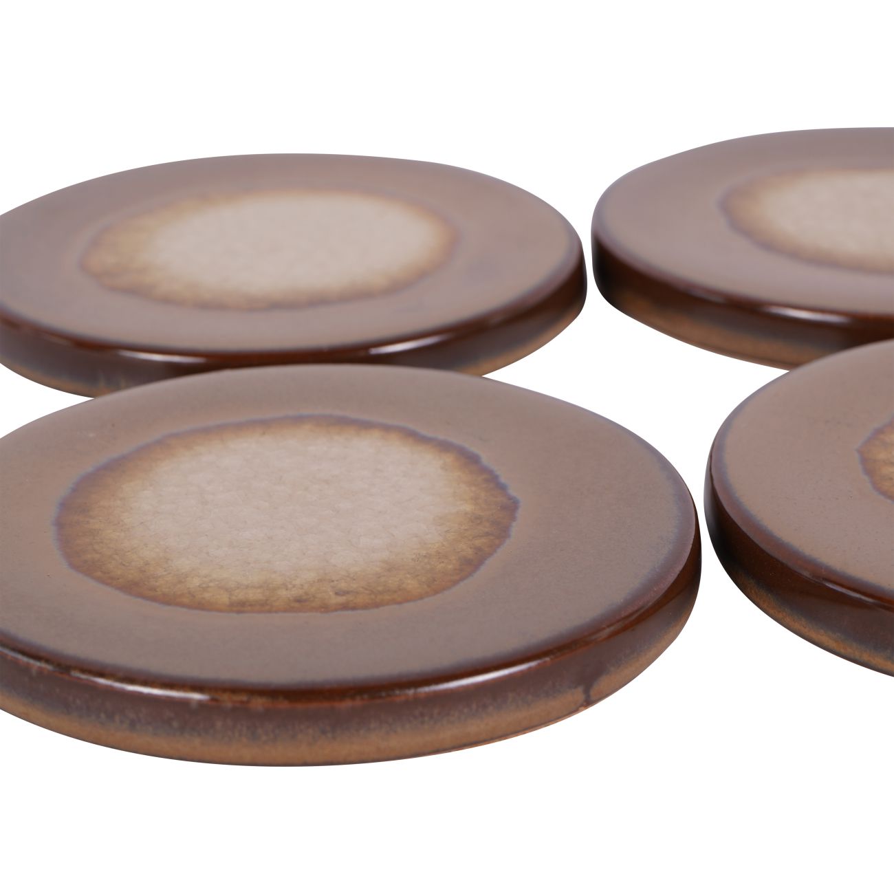 Set of 4 Reactive Glazed Medway Ochre Round Coasters